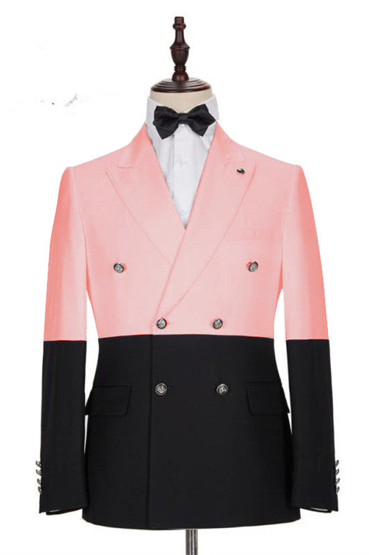 Classy Pink Double Breasted Slim Fit New Arrival Men Suits for Prom