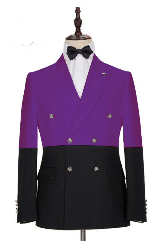Classy Purple Double Breasted Peaked Lapel Men's Prom Suits Online
