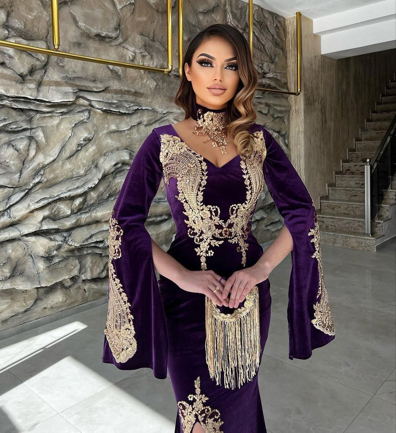 Classy Sweetheart Long Sleeves Mermaid Evening Party Gowns Long Slit Online