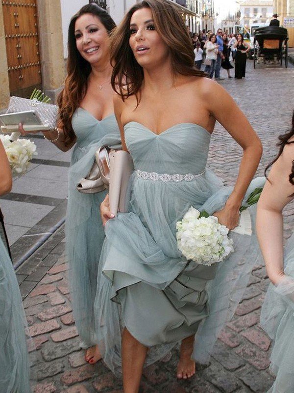 Classy Sweetheart Sleeveless Beading Tulle Bridesmaid Dresses