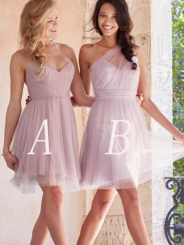 Classy Tulle Sleeveless Short/Mini Bridesmaid Dresses