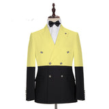 Classy Yellow New Arrival Slim Fit Double Breasted Prom Outfits for Guys