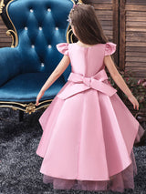 Cute Jewel Neck Sleeveless Bows Kids Party Dresses