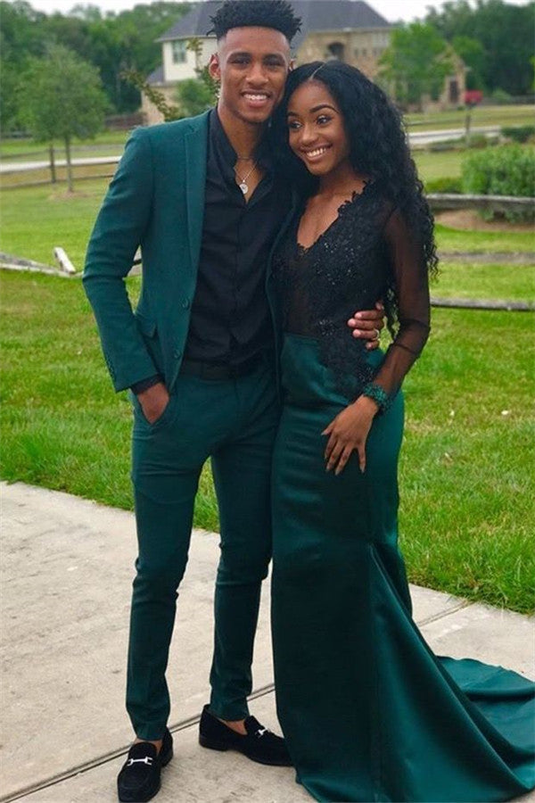 Dark Green 2-Piece Notch Lapel New Arrival Prom Suits Online
