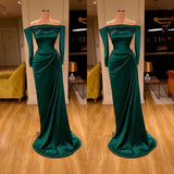Dark Green Mermaid Prom Dress Long Ball Dresses On Sale Off-the-Shoulder