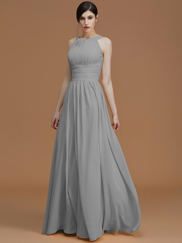 Elegant Halter Sleeveless Chiffon Bridesmaid Dresses