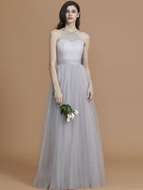 Elegant Halter Sleeveless Ruffles Tulle Bridesmaid Dresses