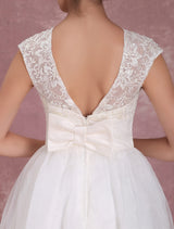 Elegant Net Round Neck Mini Wedding Dress Short Simple Birdal Gowns
