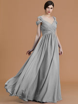 Elegant Off-the-Shoulder Sleeveless Chiffon Bridesmaid Dresses