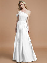 Elegant One Shoulder Chiffon Sleeveless Bridesmaid Dresses