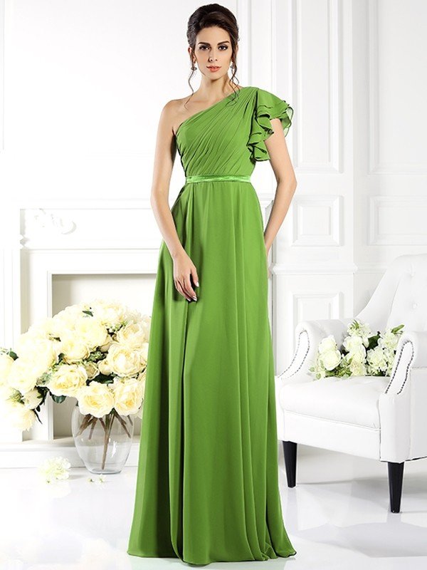 Hunter Green Dress - One-Shoulder Maxi Dress - Sleeveless Dress