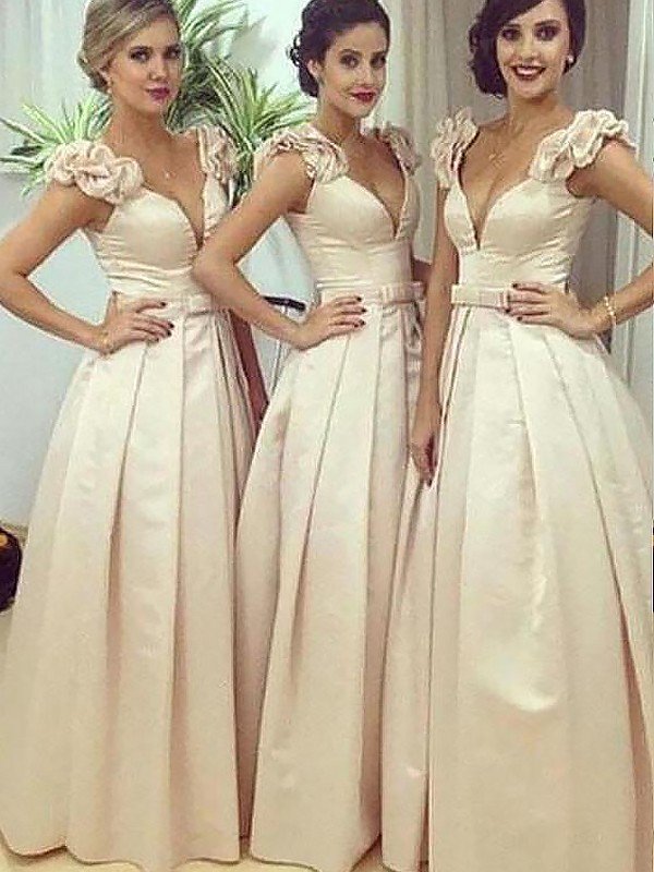 Elegant Satin Sleeveless Straps Bridesmaid Dresses