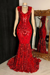 Elegant Sequins Mermaid Prom Dress Sleeveless V-Neck Online