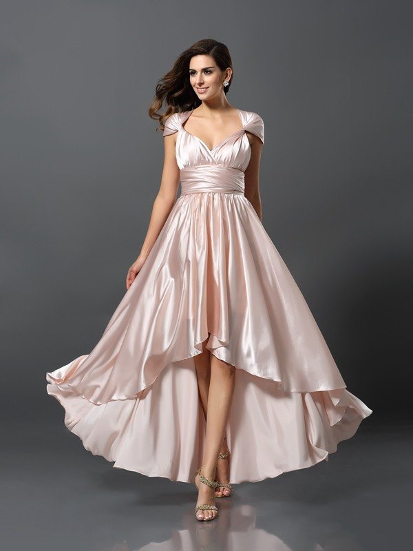 Elegant Sleeveless High Low Bridesmaid Dresses
