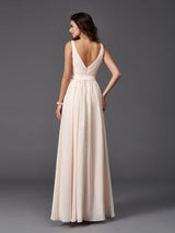Elegant Straps Sash/Ribbon/Belt Sleeveless Long Chiffon Bridesmaid Dresses