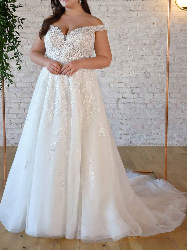 Elegant Wedding Dresses Bateau Neck Sleeveless Backless Lace A-Line Bridal Gown