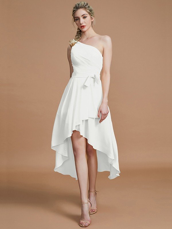 Fabulous Sleeveless One Shoulders Layers Asymmetrical Chiffon Bridesmaid Dresses