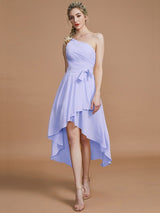 Fabulous Sleeveless One Shoulders Layers Asymmetrical Chiffon Bridesmaid Dresses
