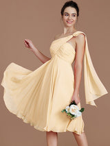 Fabulous Sleeveless One Shoulders Short/Mini Chiffon Bridesmaid Dresses