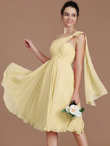 Fabulous Sleeveless One Shoulders Short/Mini Chiffon Bridesmaid Dresses