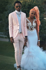 Fashion Pink Slim Fit Prom Men Suit