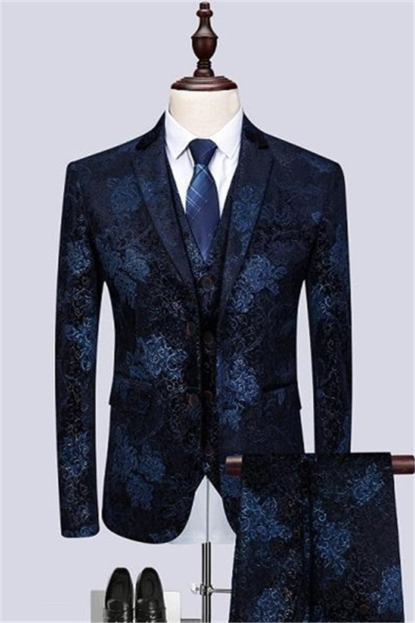 Formal Men Suits for Wedding Prom Navy Blue Business Man Blazer Groom Wedding Tuxedos