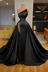 Glamorous Black Prom Dress Long With Split On Sale Beadings
