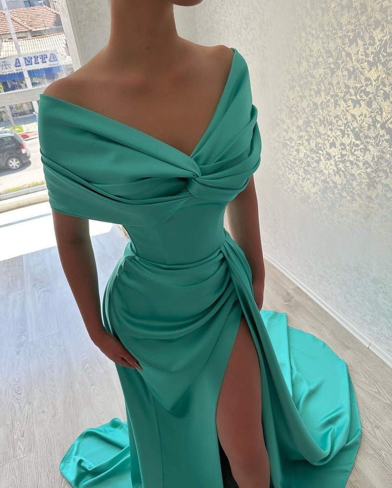 Glamorous Long Off-the-Shoulder Evening Party Gowns Long Slit Online