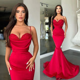 Glamorous Red Mermaid Prom Dress Long On Sale Spaghetti-Straps