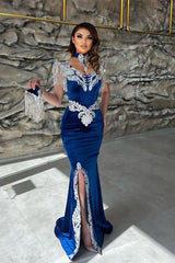 Glamorous Straps Sleeveless Mermaid Evening Party Gowns Long Slit Online
