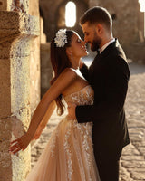 Glamorous Sweetheart Long Glitter Lace Bridal Gown Long Slit Online
