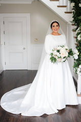 Glorious Amazing Long Sleeves Backless Wedding Gown