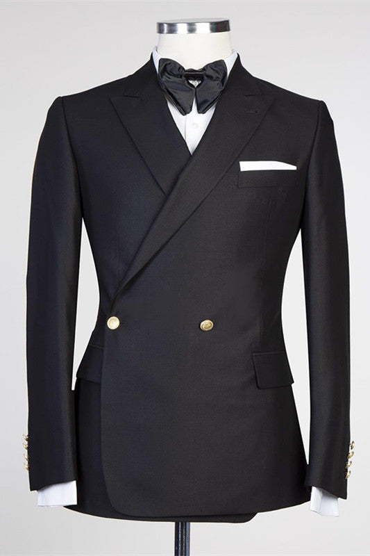 Gorgeous Black Peaked Lapel Amazing Men Suits for Prom