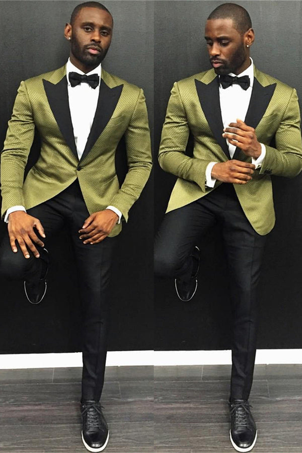 Gorgeous One Button Slim Fit Prom Men Suit with Black Lapel