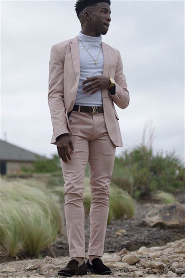Gorgeous Pink Slim Fit Prom Men Suit Two Piece Prom Suit Online