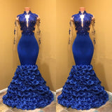 High-Neck Mermaid Prom Dress, Flowers Formal Dresses