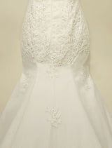 High Qulity Lace Mermaid Wedding Dress Illusion Chaple Train Ivory Beading Bridal Gown
