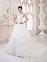 Ivory Ball Gown Jewel Neck Sequin Chapel Train Wedding Dress For Bride Exclusive