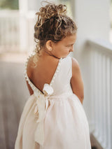Ivory Jewel Neck Ankle-Length Butterfly Formal Kids Pageant flower girl dresses