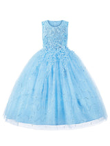 Jewel Neck Polyester Sleeveless Ankle Length Ball Gown Bows Kids Party Dresses