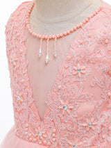 Jewel Neck Polyester Sleeveless Ankle-Length Bows Formal Kids Pageant flower girl dresses