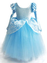 Jewel Neck Short Sleeves Pleated Kids Party Dresses Cinderella Princess Dress