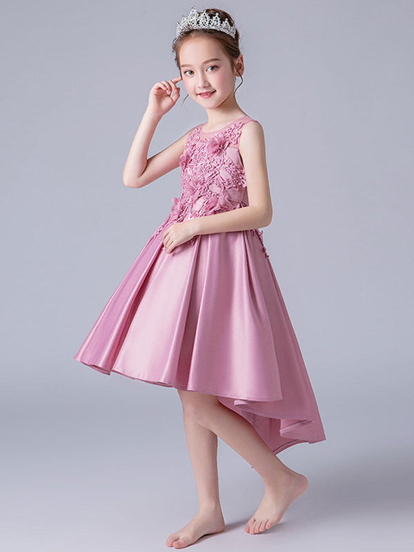 Jewel Neck Sleeveless Embroidered Formal Kids Pageant flower girl dresses