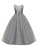 Jewel Neck Sleeveless Floor Length Bows Formal flower girl dress