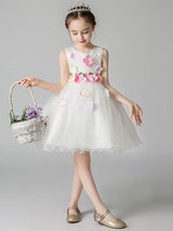 Jewel Neck Sleeveless Flowers Formal Kids Pageant flower girl dresses