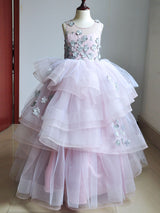 Jewel Neck Sleeveless Lace Kids Social Pageant Dresses