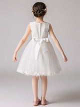 Jewel Neck Tulle Knee-length Princess Flowers Formal Kids Pageant flower girl dresses