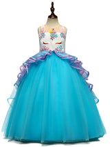 Jewel Neck Tulle Sleeveless Ankle Length Princess Embroidered Kids Social Party Dresses