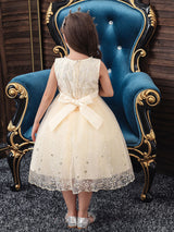 Jewel Neck Tulle Sleeveless Short Princess Kids Pageant flower girl dresses