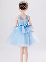 Jewel Neck Tulle Sleeveless Short Princess Kids Social Party Dresses
